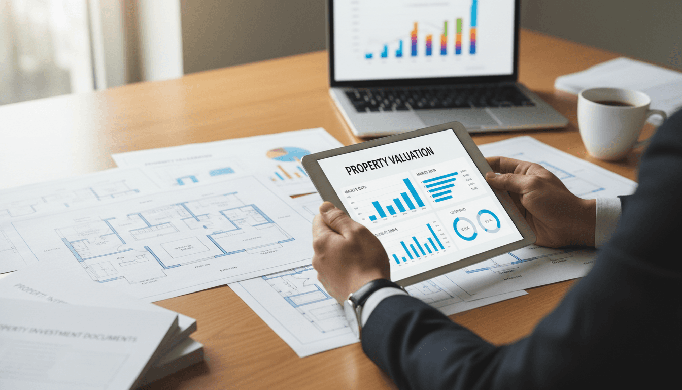 Asset manager reviewing property valuation data and analysis